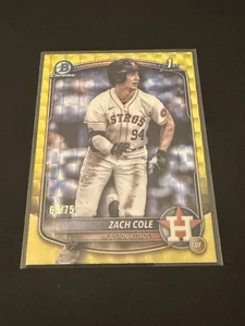Refractor geométrico amarillo Bowman Chrome Zach Cole 2025 1st Prospect #66/75 - Imagen 1 de 2