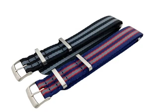 20mm Black/Grey Blue/Red Fabric/Nylon Strap/Band fit Omega SeaMaster/PlanetOcean - Picture 1 of 7