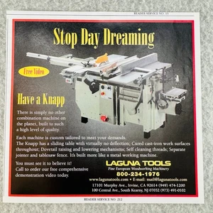 Laguna Tools Knapp Combination Woodworking Machine Print Ad 2001 - Picture 1 of 1