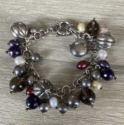 Pulsera Milor Italia Plata de Ley 925 Piedras Preciosas Dije “cha cha” Foto 1 de 4