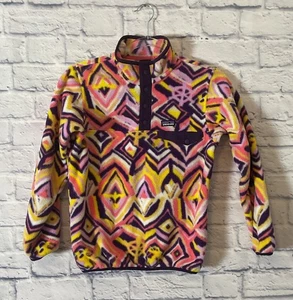 Patagonia Aztec Tribal Snap T Fleece Jacket Purple/Yellow Youth Size 12 L - Picture 1 of 10