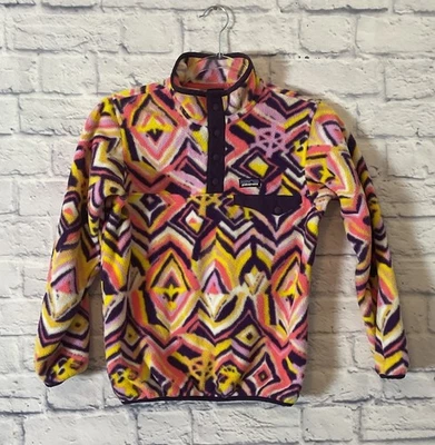 Patagonia Aztec Tribal Snap T Fleece Jacket Purple/Yellow Youth Size 12 L - Image 1 of 4