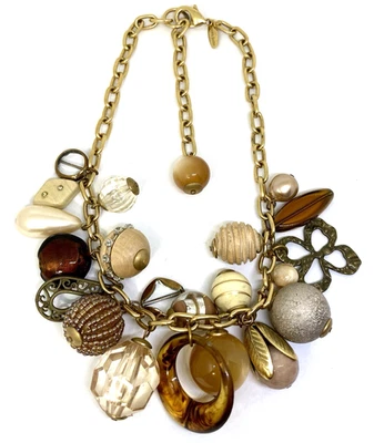 Collar LENORA DAME Declaración Grueso Tonos Tierra Medios Mixtos Gargantilla Cadena Dorada Foto 1 de 4