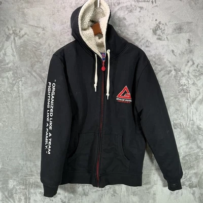 Gracie Barra 男式夹克连帽衫 M 码黑色 Carlos Gracie Jr Jiu-jitsu MMA 拉链 — 第 1/4 张图片