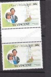 Juego de estampillas de boda real 1981 Carlos y Diana MNH San Vicente par de canaletas sin caja original - Imagen 1 de 1