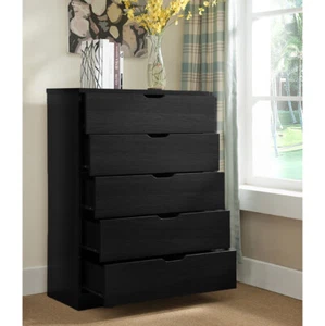 Modern Black 5-drawer Clothes and Storage Chest Cabinet with Metal Drawer Glides - Picture 1 of 6