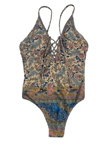 Traje de baño SPELL & The Gypsy Collective S floral de pavo real de una pieza difícil de encontrar - Imagen 1 de 23
