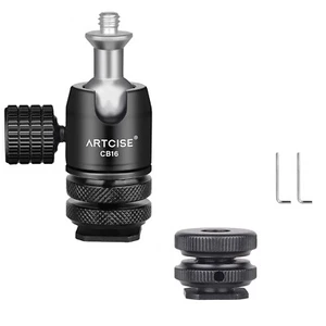 Mini-Kugelkopf mit Blitzschuh & 1/4" Zoll Gewinde Für DSLR Kamera und Stativ - Bild 1 von 16