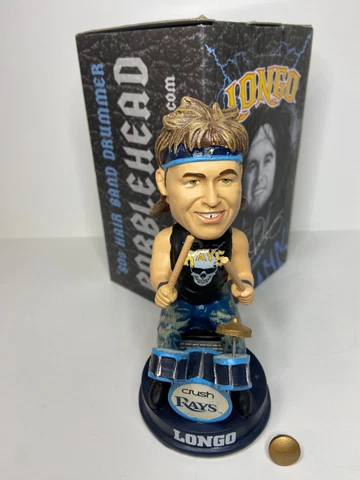 Evan Longoria Tampa Bay Rays 80s Big Hair Drummer Bobblehead READ CONDITION Cover