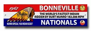 THE WORLDS FASTEST INDIAN METAL SIGN,BONNEVILLE SALT FLATS SPEED WEEK.BURT MUNRO - Foto 1 di 1