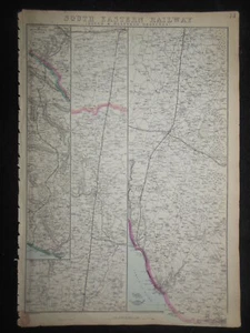 Edward Weller South Eastern Railway Map (c1860) Dover & Hastings Branch, Kent - Picture 1 of 5