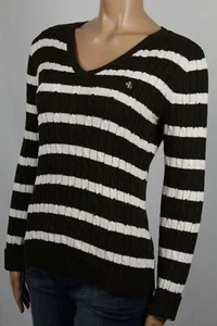 Ralph Lauren Pullover braun Zopfmuster V-Ausschnitt creme LRL neu mit Etikett - Bild 1 von 1