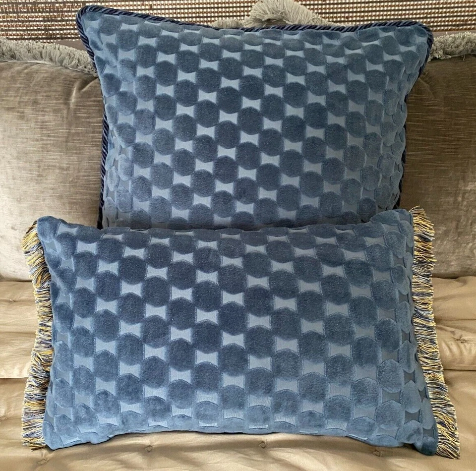 ❇️ Nuevas Fundas de Cojín TERCIOPELO Corte AZUL DENIM CUADRADAS u CUERDA OBLONGA o FLETES Foto 1 de 4