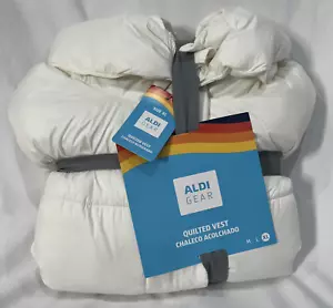XL Aldi Gear Quilted Zip Vest White Logo On Detachable Hood Relax Fit - Picture 1 of 4