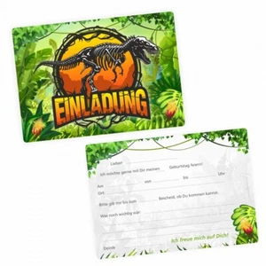 10 tarjetas de invitación dinosaurios T-Rex incl. 10 sobres transparentes - Imagen 1 de 5