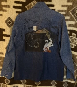 1976 Vintage Landmark Gatsby-esque button-front disco shirt size m - Picture 1 of 10