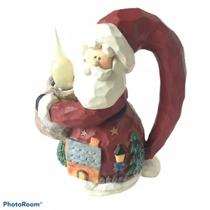 Vela de encendido Happy Holidays Santa efecto de corte en madera sintética 7 1/2"" de alto - Imagen 1 de 2
