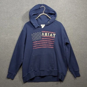 Ariat Hoodie Womens XXL 2XL Logo Flag Sweatshirt Western Outdoor Workwear Cowboy - Picture 1 of 11