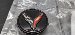 2020-2025 Corvette C8 Gloss Black Cross Flag Logo OEM GM Center Cap (1 Cap) - Picture 1 of 6