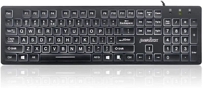 Large Print Letters Computer Keyboard LED Lighted White Backlit Full Size Key - Image 1 of 4
