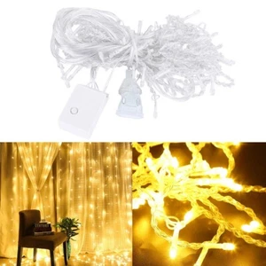 LED Eisregen Lichterkette Vorhang Eiszapfen 100 LED Warmweiß Außen 10m - Bild 1 von 7