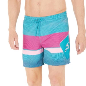 O'NEILL | Mens Stacked Blue Pink Striped Swimming Swim Beach Shorts | Size Small - Picture 1 of 3