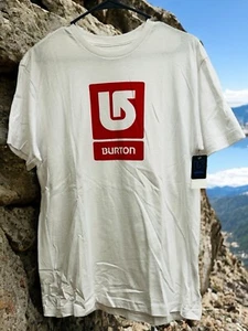 Burton T Shirt Mens Medium White Short Sleeve Red Logo Crew Neck Snowboarding - Picture 1 of 9