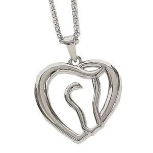 Silver Heart & Horse Head OR Stirrup Pendant Necklace Gift Boxed CLEARANCE - Picture 1 of 2