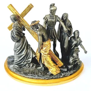 Franklin Mint Stations Of The Cross 5th Station Simon Helps Jesus Carry M470.1 - Bild 1 von 11