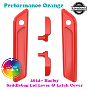 Performance Orange Saddlebag Lid Lever Latch Cover fit 14+ Harley Touring - Bild 1 von 4