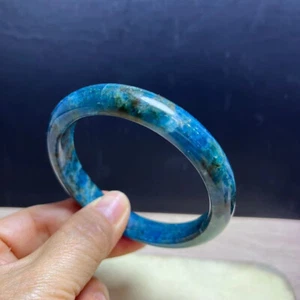 62.5mm Natural Gem quality Light Blue Apatite Crystal Bangle Bracelet Handmade - Picture 1 of 6