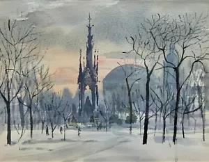 The Albert Memorial Kensington Gardens, London In Winter - Watercolour Painting - Picture 1 of 11