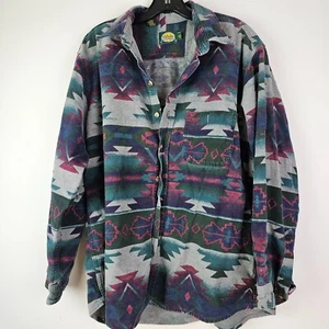 Cabela's Shirt Mens XL Soft Chamois Thick Southwest Aztec Navajo Print Gray Blue - Picture 1 of 5