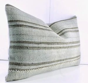 Funda Almohada Lumbar Decorativa Beige Marrón Turco Kilim Cojín 12x20 Kilim - Imagen 1 de 9