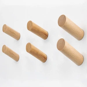 Paquete de 6 ganchos de pared de madera evory, ganchos para abrigo de madera rústica montaje en pared, ganchos para sombrero... - Imagen 1 de 7