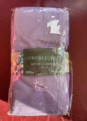 NEW Cynthia Rowley Purple 100% Cotton Napkins 12 Pieces Set 20”x20” - Image 1 of 2