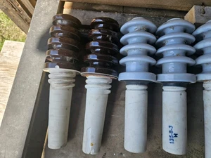 Long Gray High Voltage Electrical Insulators. Selling Long single But Have More. - Picture 1 of 4