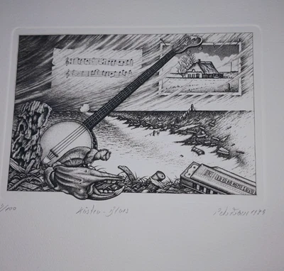 Peter Froese,  Küsten-Blues , Kupferstich, handsigniert, nummeriert 1989 - Bild 1 von 4