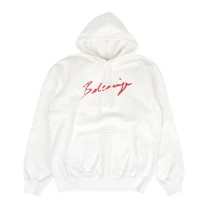 BALENCIAGA Signature Logo Pullover Sudadera con Capucha Hombre Blanco 【A】 - Imagen 1 de 10