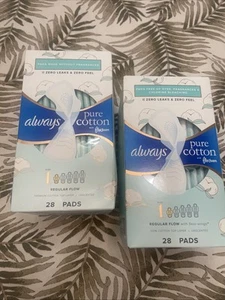 Sempre Puro Cotone Senza Profumo 100% Cotone Flusso Regolare Con Cuscinetto Flexi-Wings X2 - Foto 1 di 13