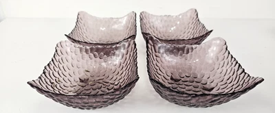 Juego de 4 cuencos cuadrados de vidrio con patas de postre/fruta de amatista/guijarro púrpura 4,25" Foto 1 de 4