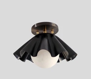 Handmade Brass Wall Sconce | Semi Flush Mount | Modern Vintage Globe Light - Picture 1 of 10