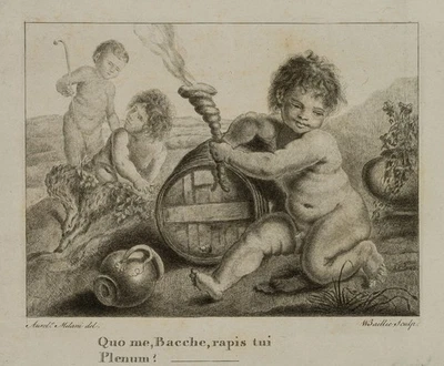 BAILLIE (*1723) nach MILANI (*1675), Bacchus mit einer Fackel und Faun,  1750, R - Bild 1 von 4