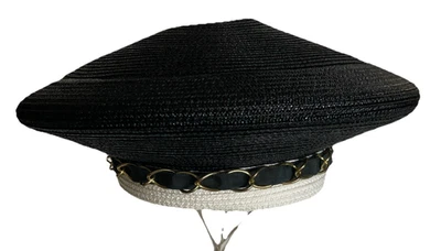 SOMBRERO ADOLFO II VINTAGE NEW YORK PARIS BOINA NEGRA CON TRENZA DORADA Y BONITO LAZO Foto 1 de 4