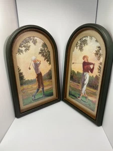 Arte da parete golfisti interni casa vintage - set di 2, decorazione sportiva classica incorniciata - Foto 1 di 20