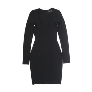 VANBASTEN Germany Cross Front Bodycon Dress Black Long Sleeve Short Womens UK 6 - Picture 1 of 8