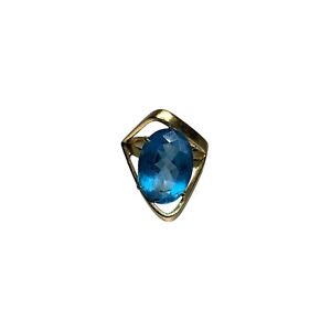 14K Yellow Gold & 12.00ct Oval Sky Blue Topaz Abstract Ring - Sz. 8.25