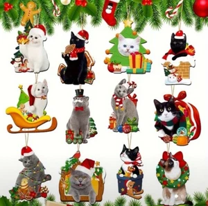 Juego de adornos de árbol de Navidad para gato de madera, caprichosas decoraciones navideñas para árbol - Imagen 1 de 4