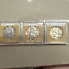 Lot Of 3 Franklin Silver Half Dollars (1952, 1954, 1963 D)