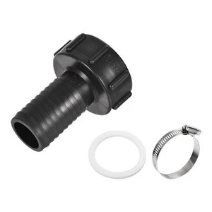 IBC Tank Hose Adapter 60mm Coarse Thread to 40mm Barbed Hose Fitting Black - Picture 1 of 5